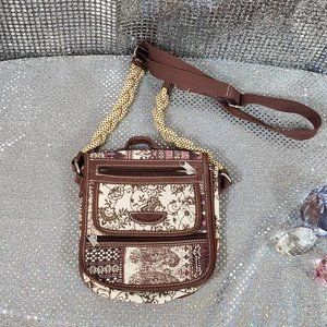 Brown and Cranberry BOHO Purse w/ Rope Strap